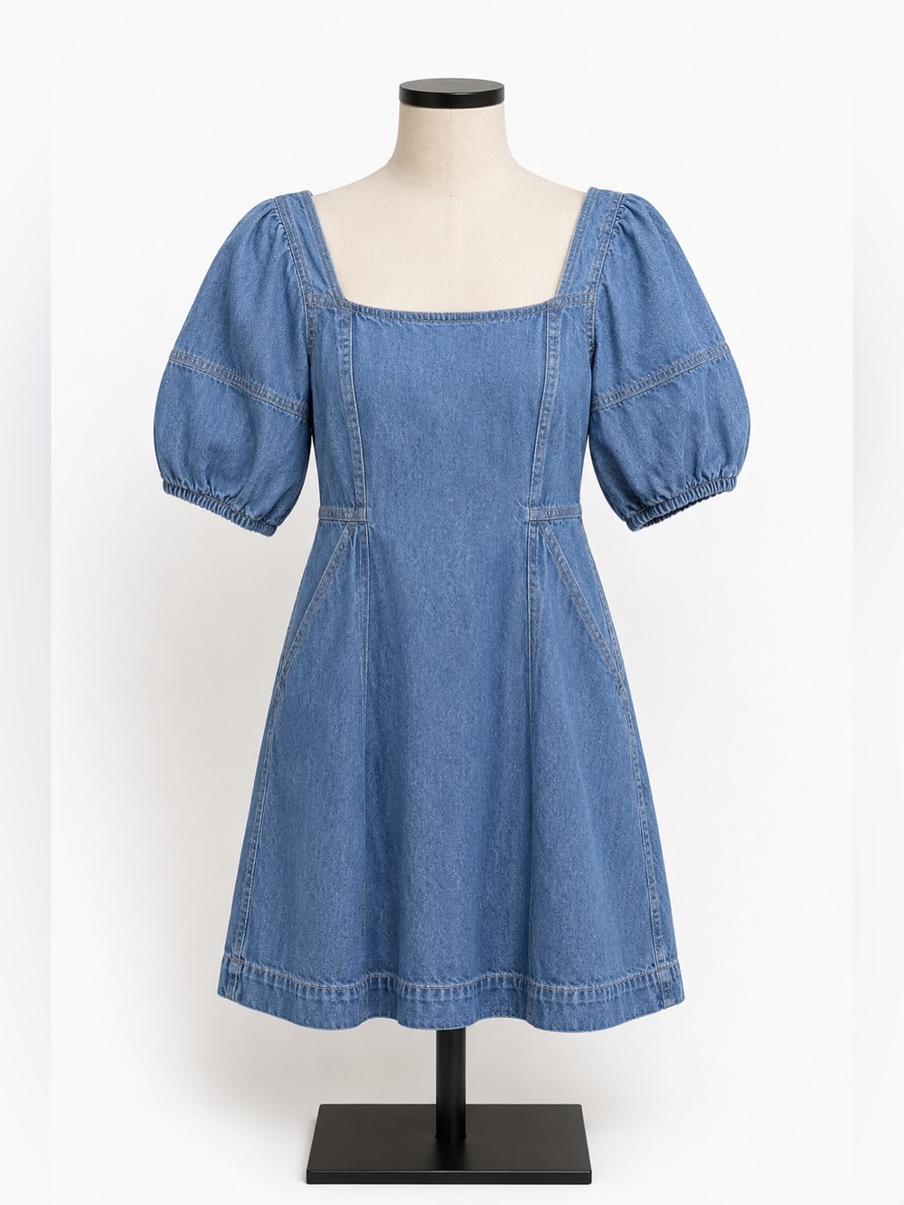Madewell Denim Mini Dress Size 0 Womens Blue Cotton Short Sleeve Pockets Casual